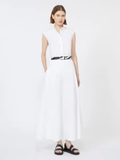 Cotton poplin circle dress - OPTICAL WHITE