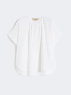 Cotton poplin crew-neck shirt - WHITE