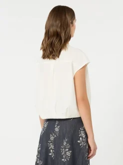 Cotton poplin crop top - WHITE