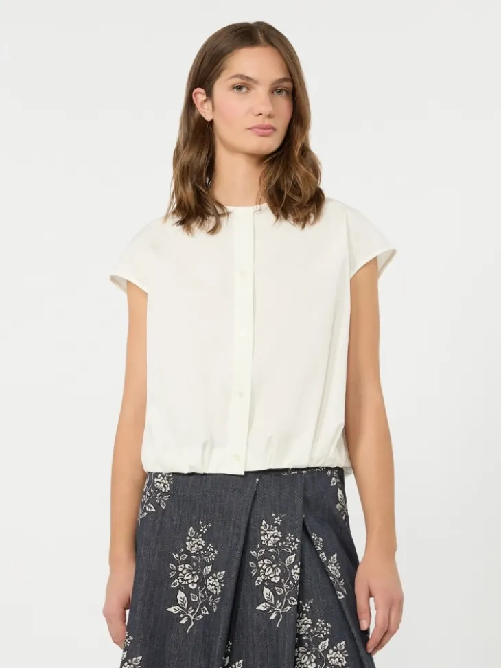 Cotton poplin crop top - WHITE