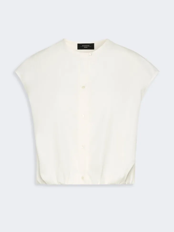 Cotton poplin crop top - WHITE