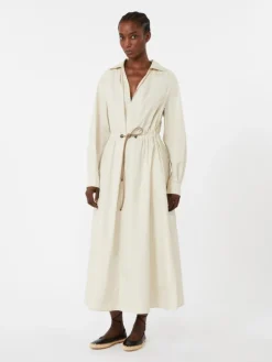 Cotton poplin dress - BEIGE