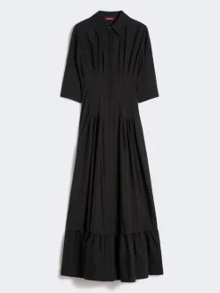 Cotton poplin dress - BLACK