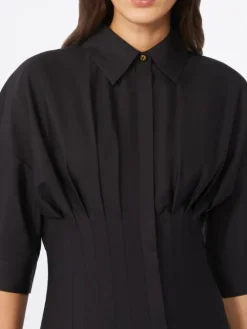 Cotton poplin dress - BLACK