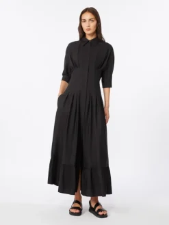 Cotton poplin dress - BLACK