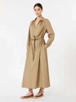 Cotton poplin dress - KAKI