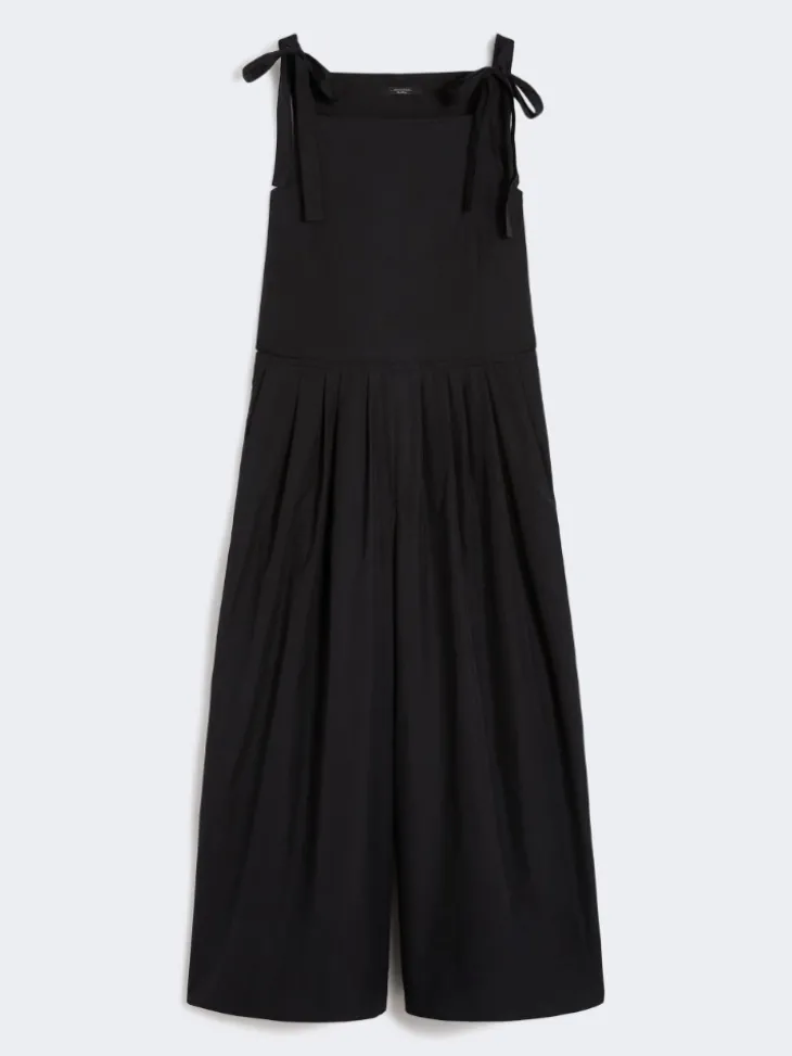 Cotton poplin jumpsuit - BLACK