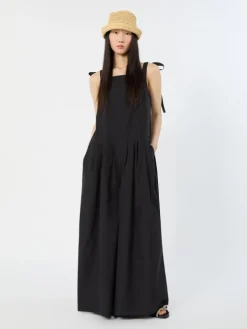 Cotton poplin jumpsuit - BLACK