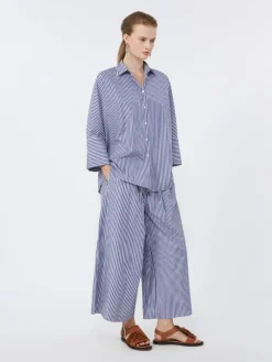 Cotton poplin oversize shirt - NAVY