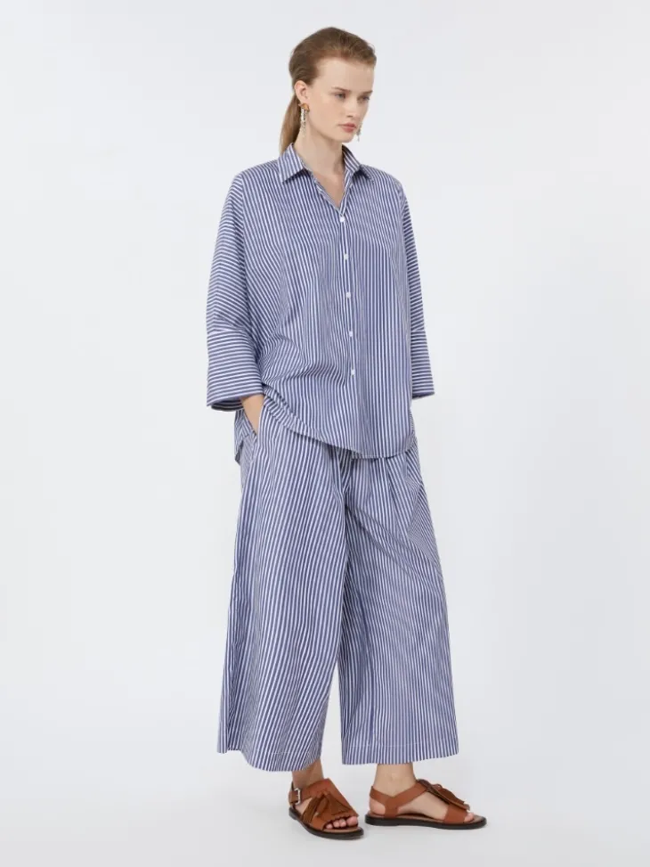 Cotton poplin oversize shirt - NAVY