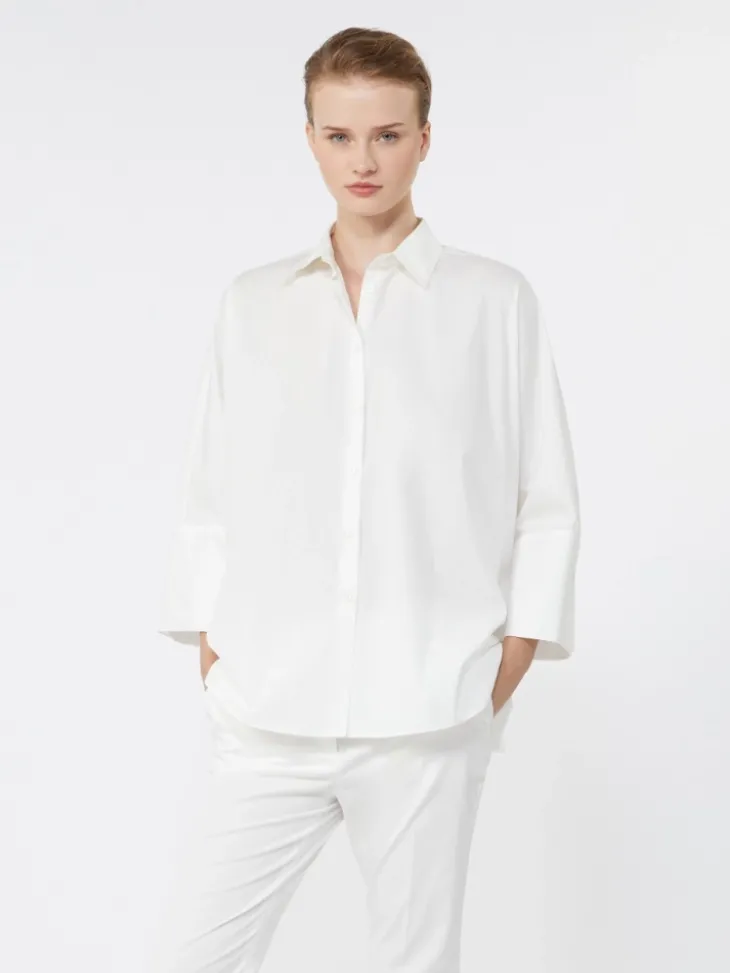 Cotton poplin oversize shirt - WHITE