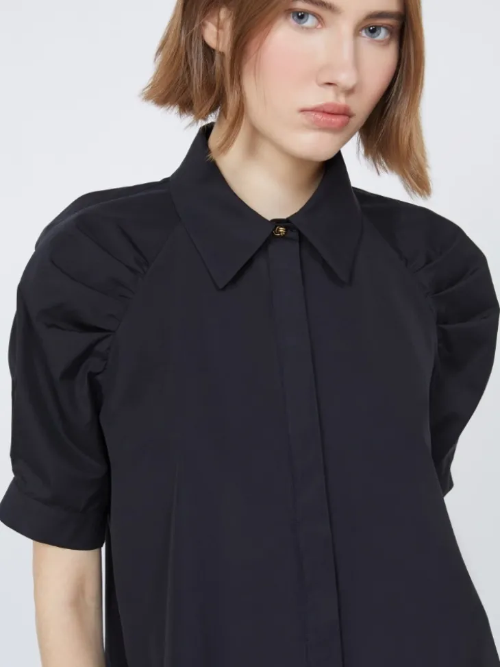 Cotton poplin shirt - BLACK