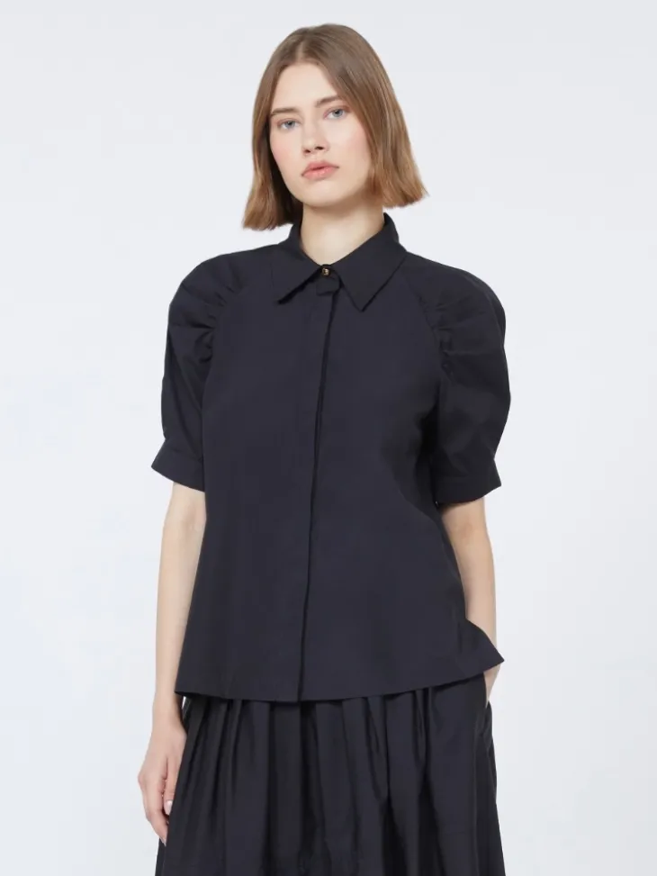 Cotton poplin shirt - BLACK