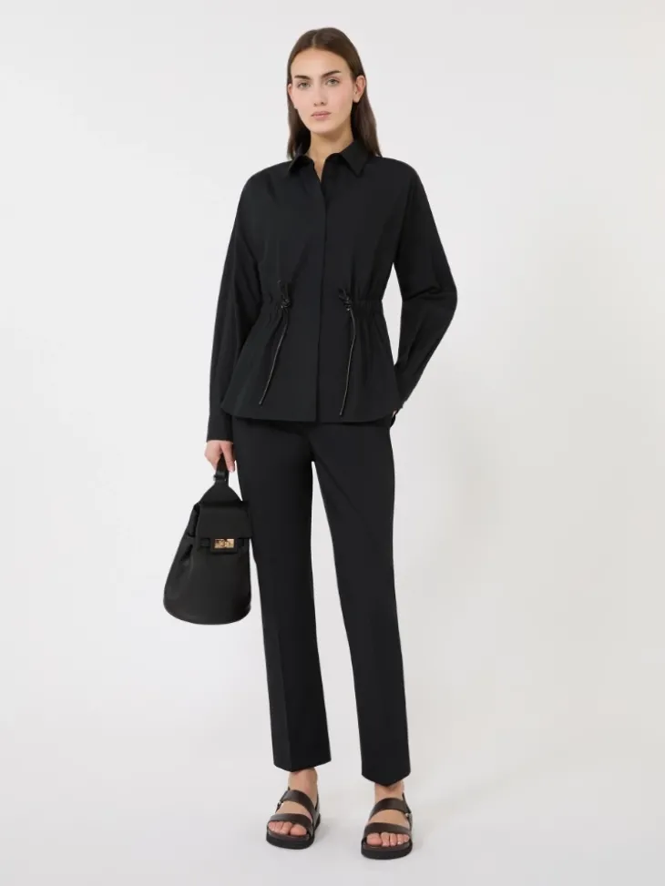 Cotton poplin shirt - BLACK