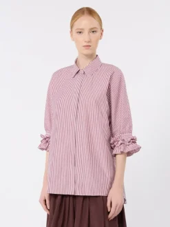 Cotton poplin shirt - BORDEAUX