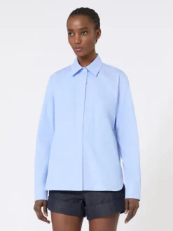 Cotton poplin shirt - LIGHT BLUE