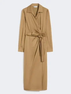Cotton satin shirt dress - DESERT