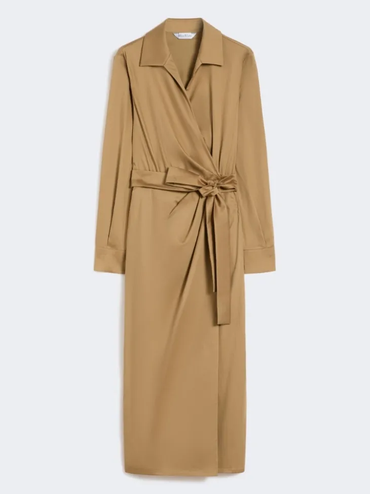 Cotton satin shirt dress - DESERT