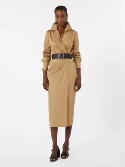 Cotton satin shirt dress - DESERT