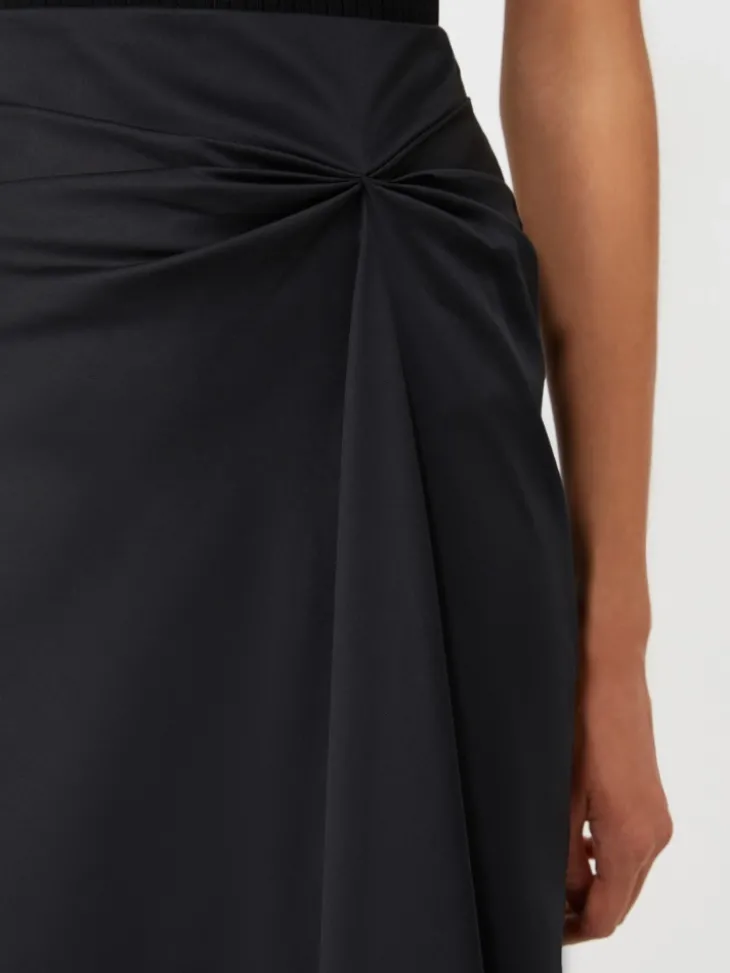 Cotton satin skirt - BLACK