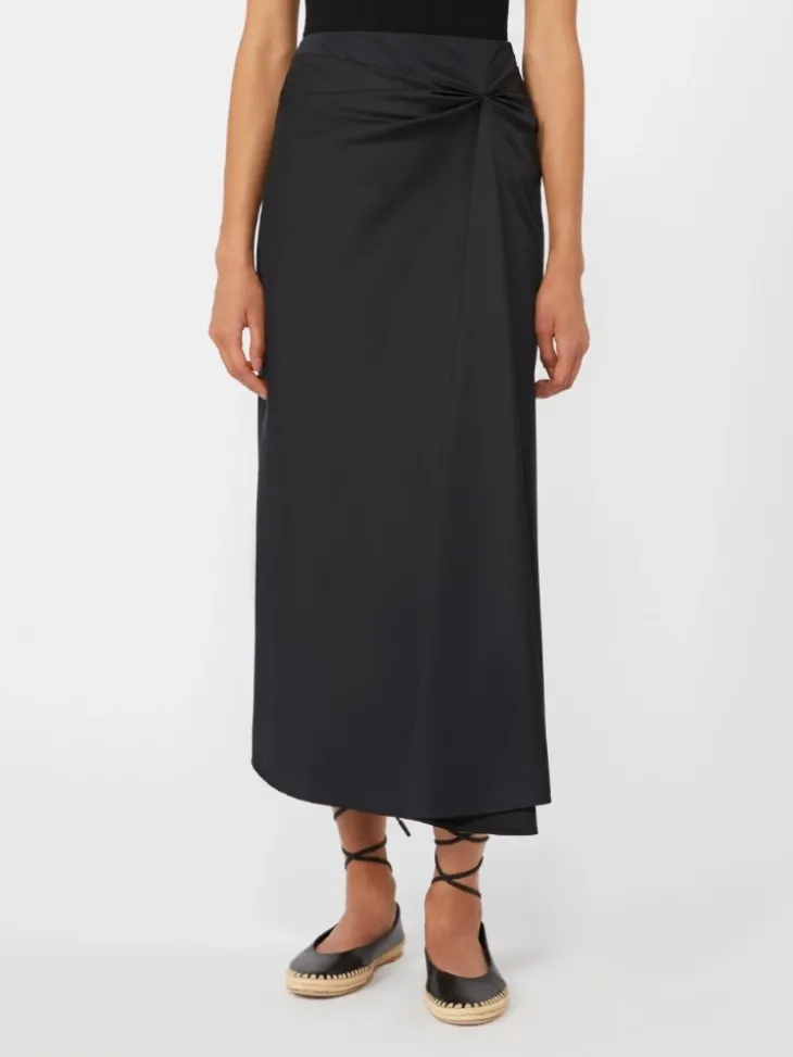 Cotton satin skirt - BLACK