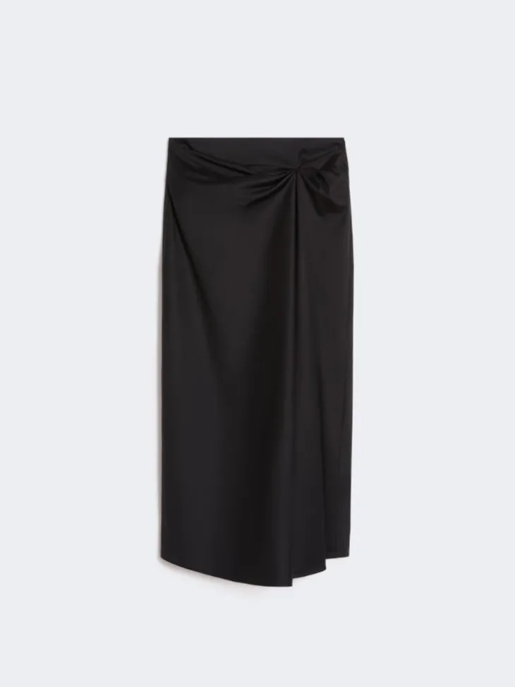 Cotton satin skirt - BLACK
