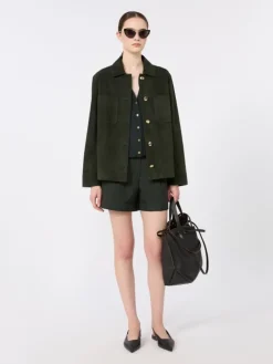 Cotton, silk and cashmere yarn gilet - DARK GREEN