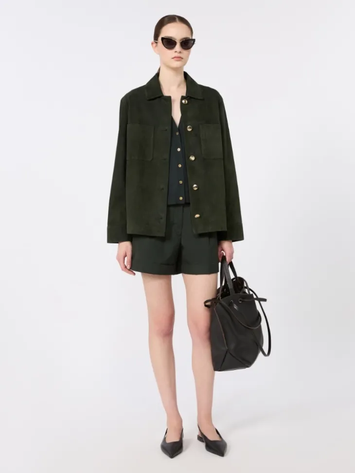 Cotton, silk and cashmere yarn gilet - DARK GREEN
