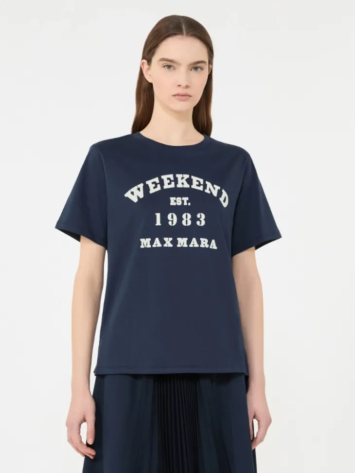 Cotton T-shirt with graphic print - NAVY
