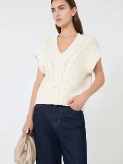 Cotton yarn gilet - ECRU