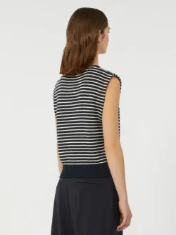 Cotton yarn gilet - NAVY