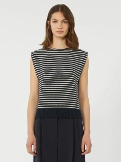 Cotton yarn gilet - NAVY