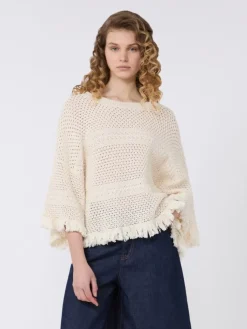 Cotton yarn oversize jumper - ECRU