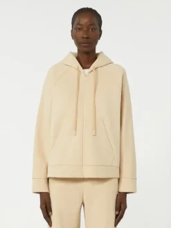 Cotton zip-up sweatshirt - SAND