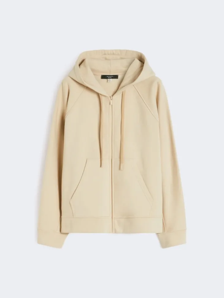 Cotton zip-up sweatshirt - SAND