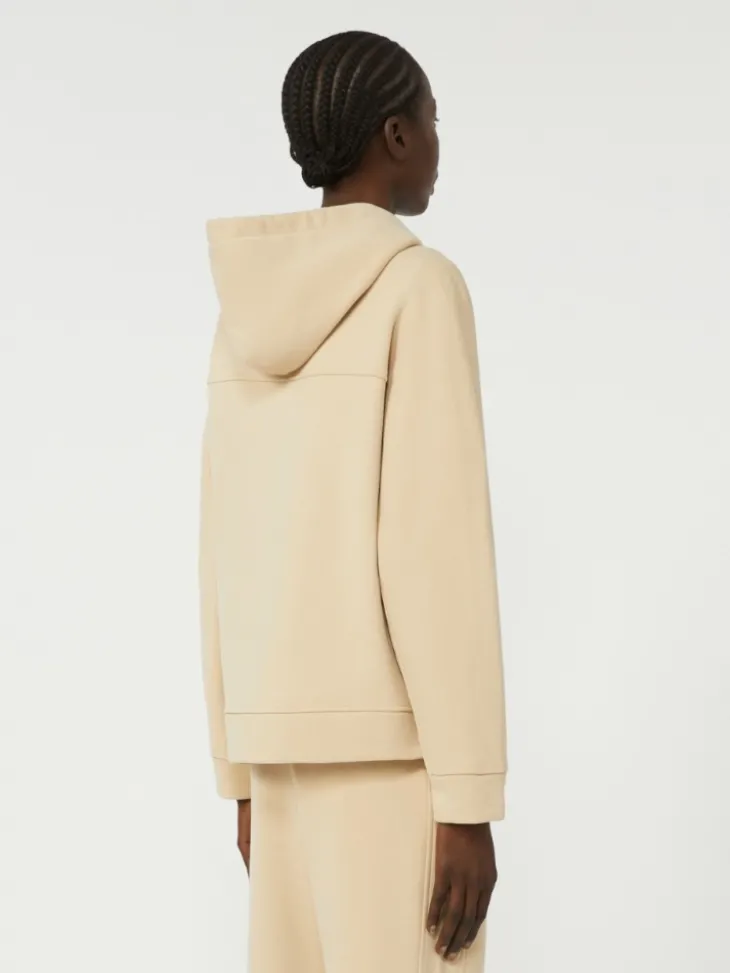 Cotton zip-up sweatshirt - SAND