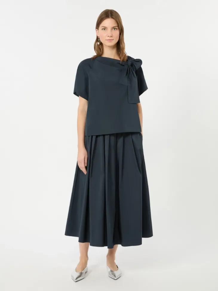 Cotton-blend taffeta blouse - NAVY