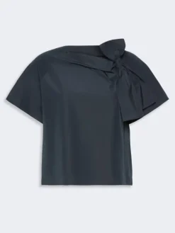 Cotton-blend taffeta blouse - NAVY