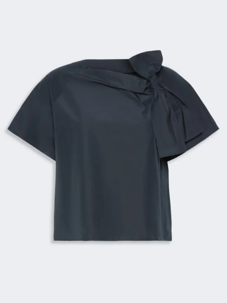 Cotton-blend taffeta blouse - NAVY