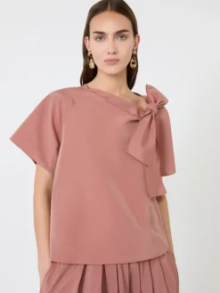 Cotton-blend taffeta blouse - TERRA COTTA