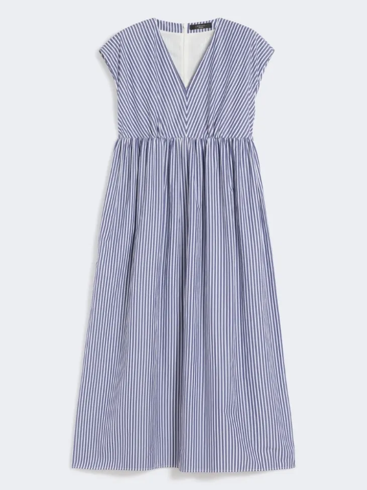 Cotton-poplin A-line dress - NAVY