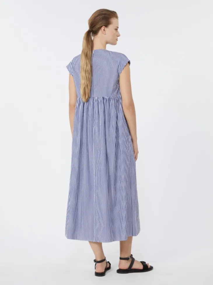 Cotton-poplin A-line dress - NAVY