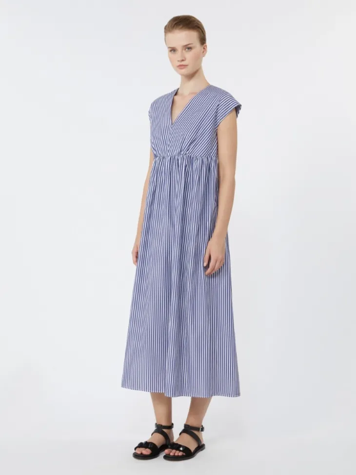Cotton-poplin A-line dress - NAVY