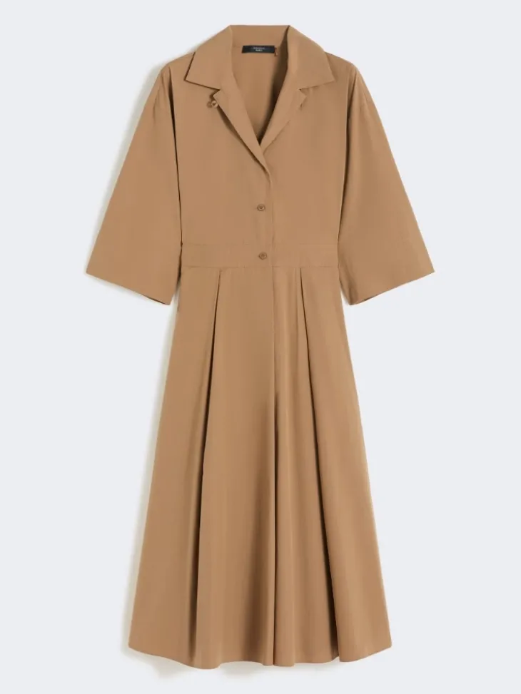 Cotton-poplin midi shirt dress - TOBACCO