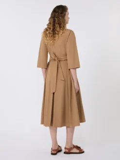 Cotton-poplin midi shirt dress - TOBACCO