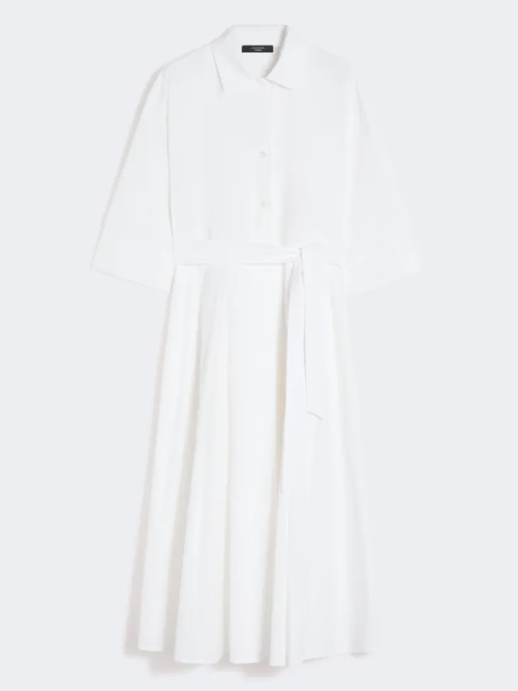 Cotton-poplin midi shirt dress - WHITE