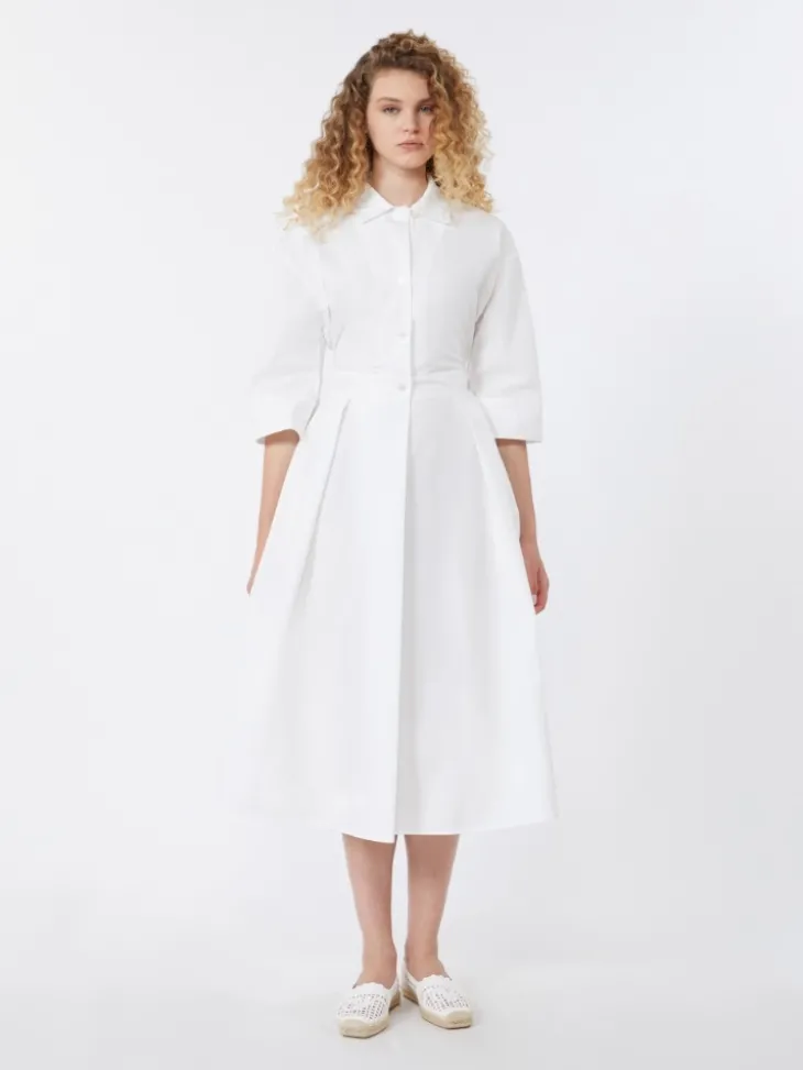 Cotton-poplin midi shirt dress - WHITE