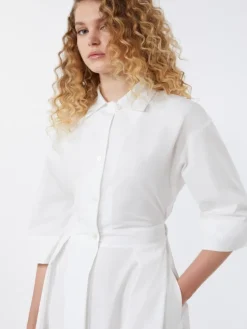 Cotton-poplin midi shirt dress - WHITE