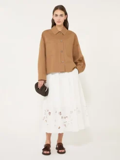 Cotton-poplin midi skirt - WHITE