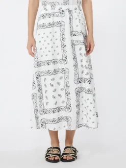Cotton-poplin midi skirt - WHITE